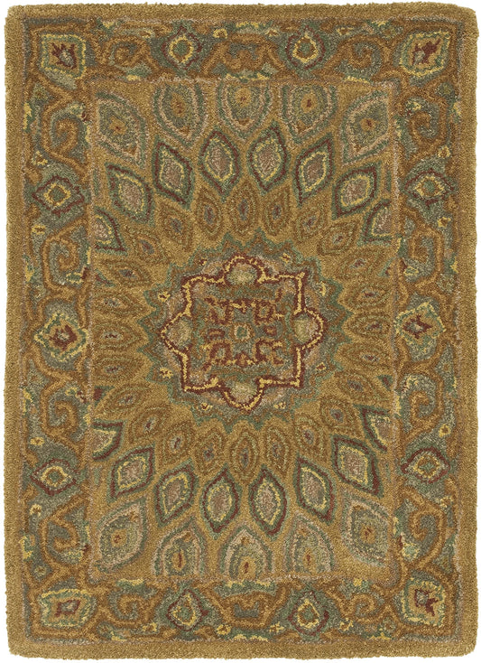 SAFAVIEH Heritage Collection Accent Rug - 2' x 3', Light Brown & Grey, Handmade Traditional Oriental Wool, Ideal for High Traffic Areas in Entryway, Living Room, Bedroom (HG914A)