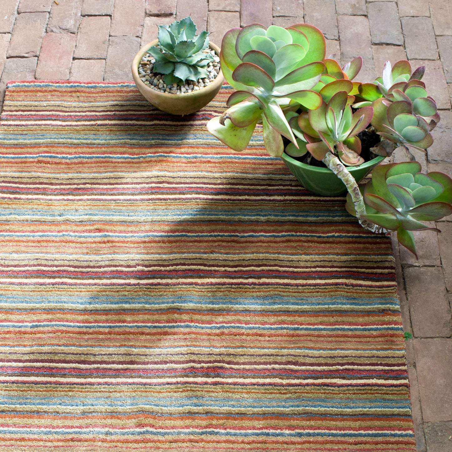 Dash and Albert Brindle Stripe Spice Hand Loom Knotted Wool Rug, 2 X 3 Feet, Multi Stripe Pattern - Premium Luxury Hotel Quality Soft Breathable Hypoallergenic Machine Washable Easy Care All