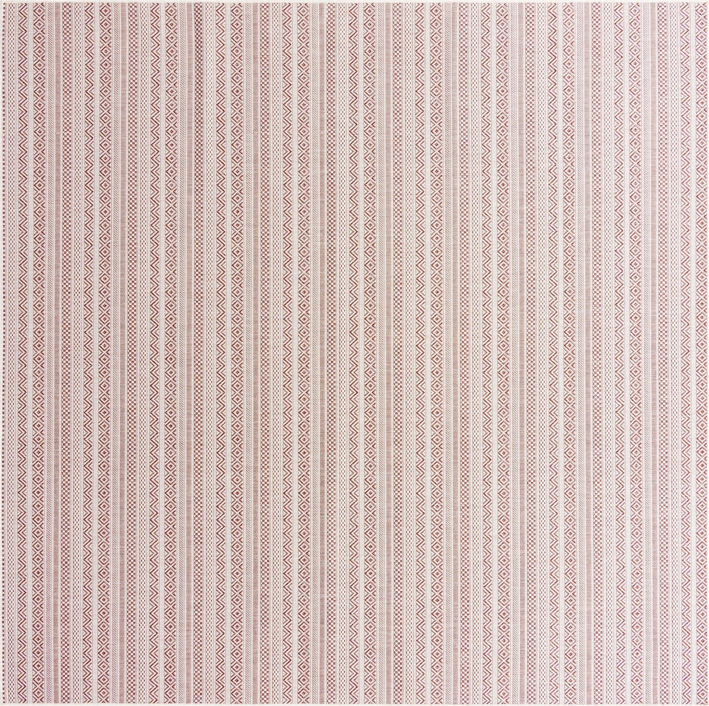 Unique Loom Outdoor Striped Collection Area Rug - Maia (10' Square, Red/Ivory)