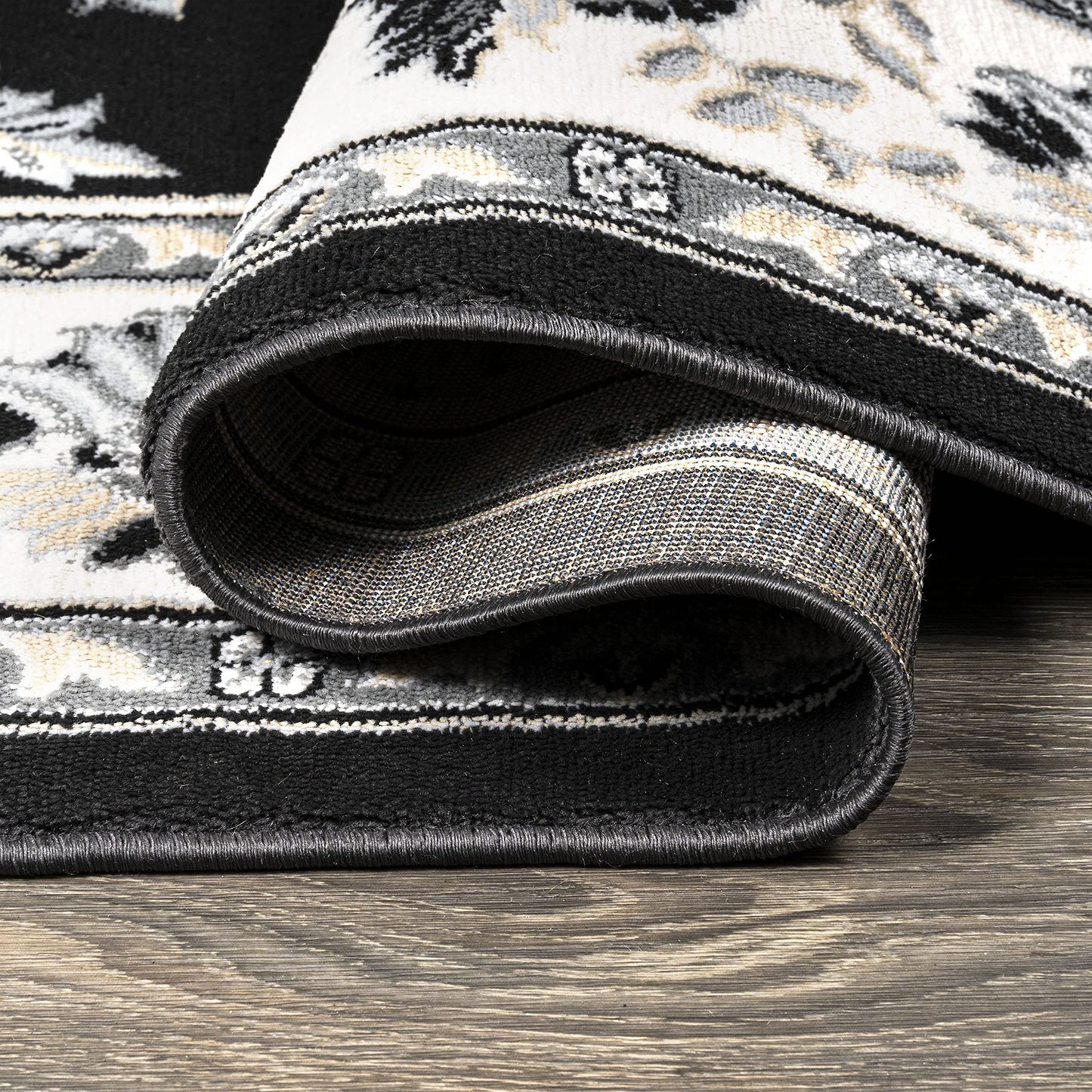 JONATHAN Y Cherie French Cottage Black/Cream Indoor Area Rug, 5x8, Vintage, Bohemian, Easy-Cleaning for Living Room, Bedroom, Kitchen, Pet Friendly, Non-Shedding (MDP505D-5)
