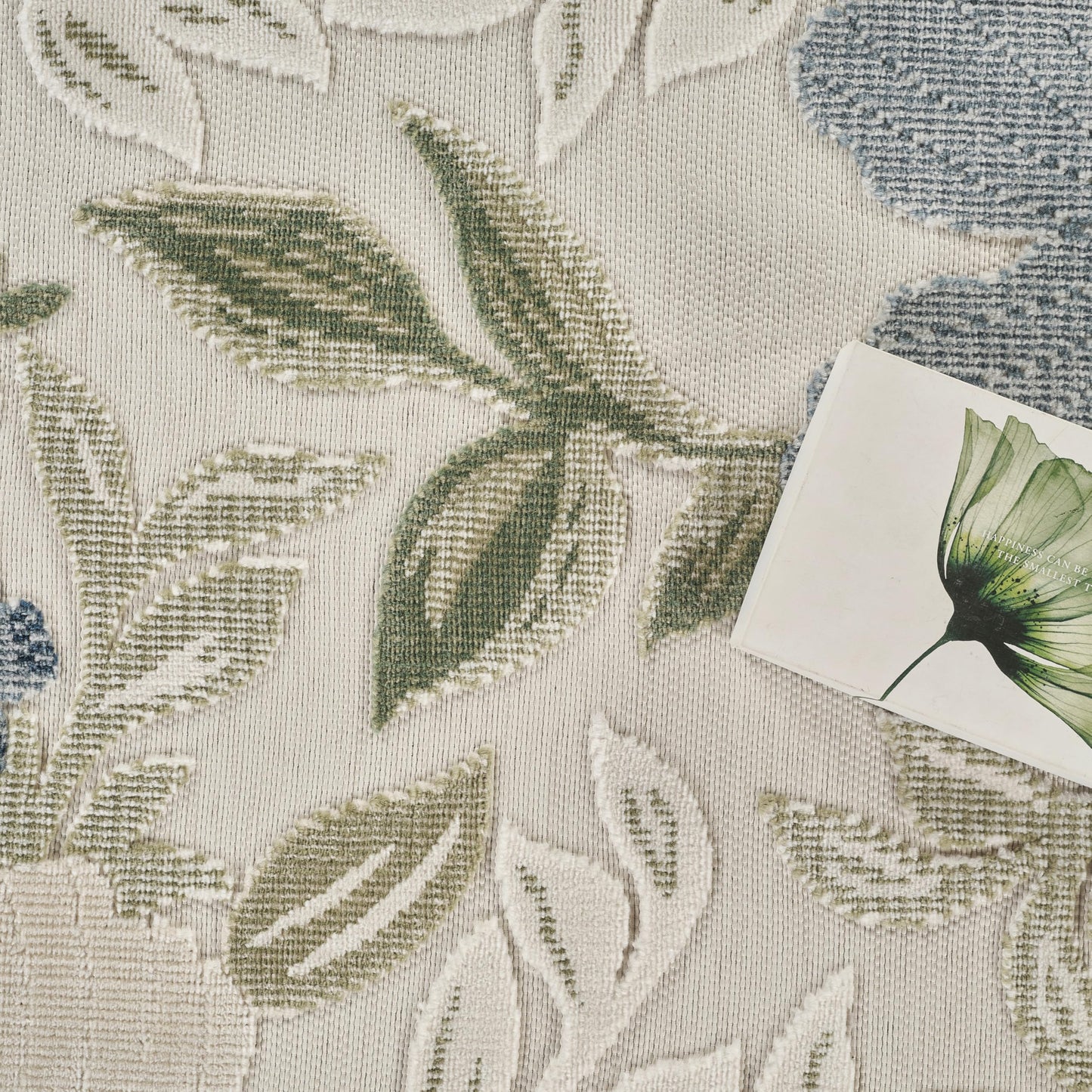 Abani Blue Area Rug – 5' x 8' – Sakura Collection – Floral Pattern – Easy to Clean – Durable for Patio, Living Room, or Sunroom, Pet & Child Friendly
