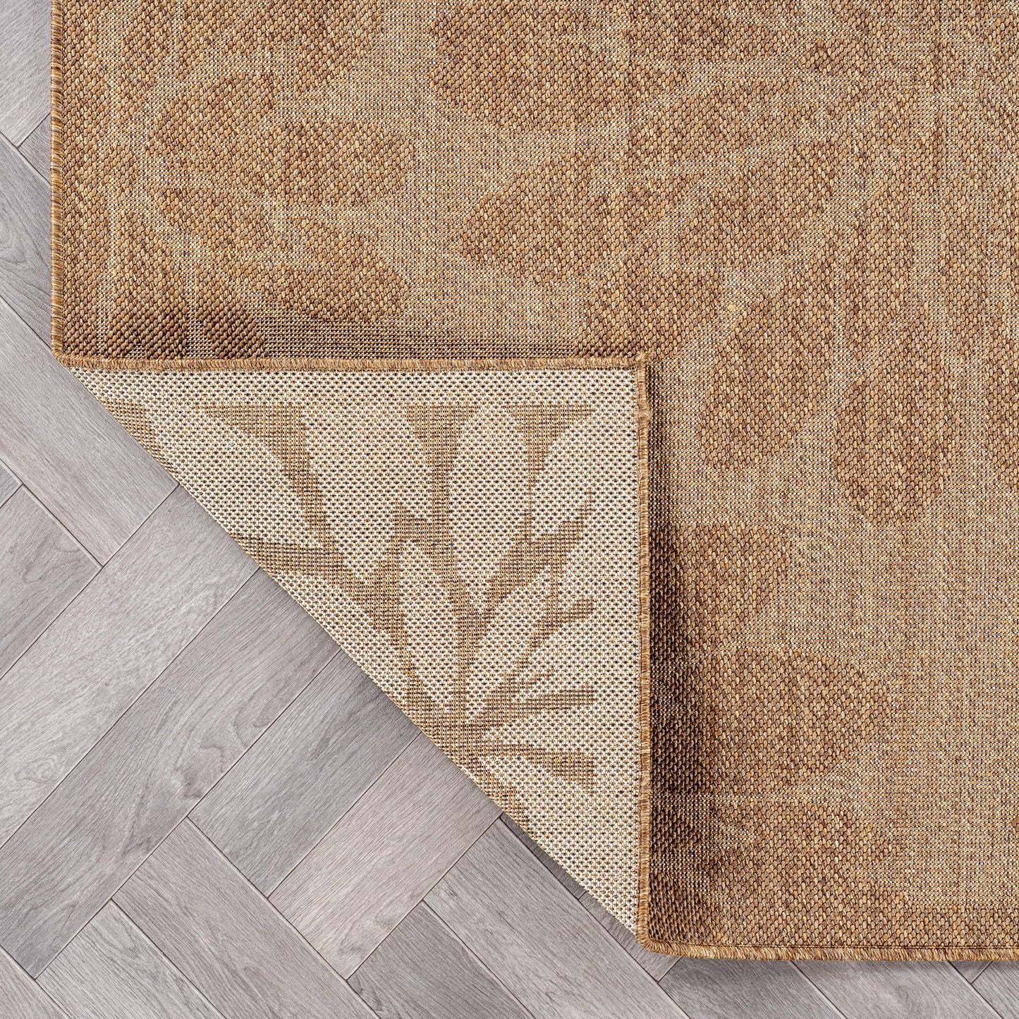 Rugshop Floral Indoor Outdoor Flat Woven Area Rug,Natural Jute-Style,Easy-Care Patio Rug for Backyard Porch Deck Balcony, 9' x 12' Sand/Natural