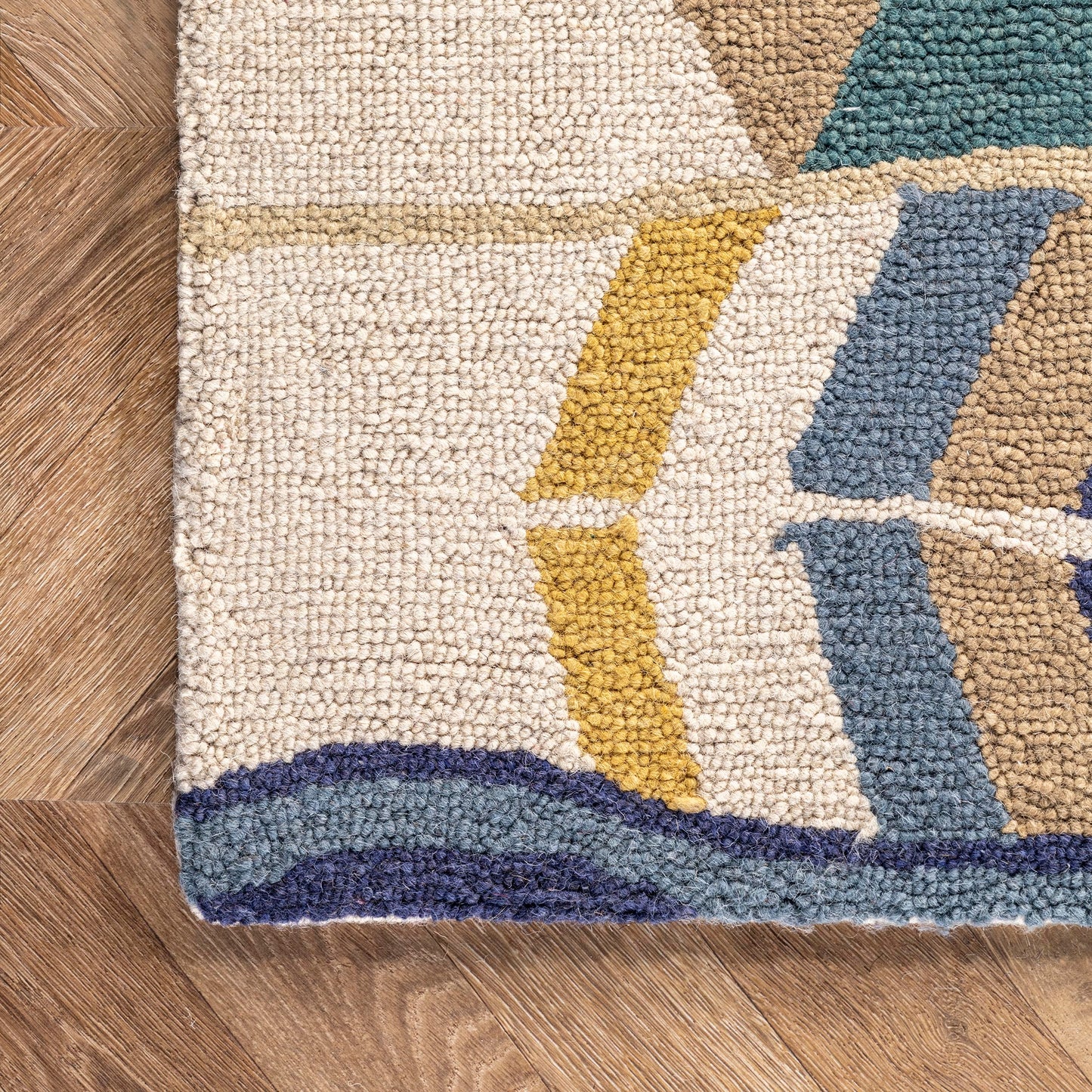 Nuloom Ofelia Handmade, Multicolor/Black, 4' x 6', Geometric, Wool, Soft and Cozy, High Traffic, Stain Resistant, Easy Clean, Durable Runner for Bedroom, Living Room, Dining, Den, Foyer