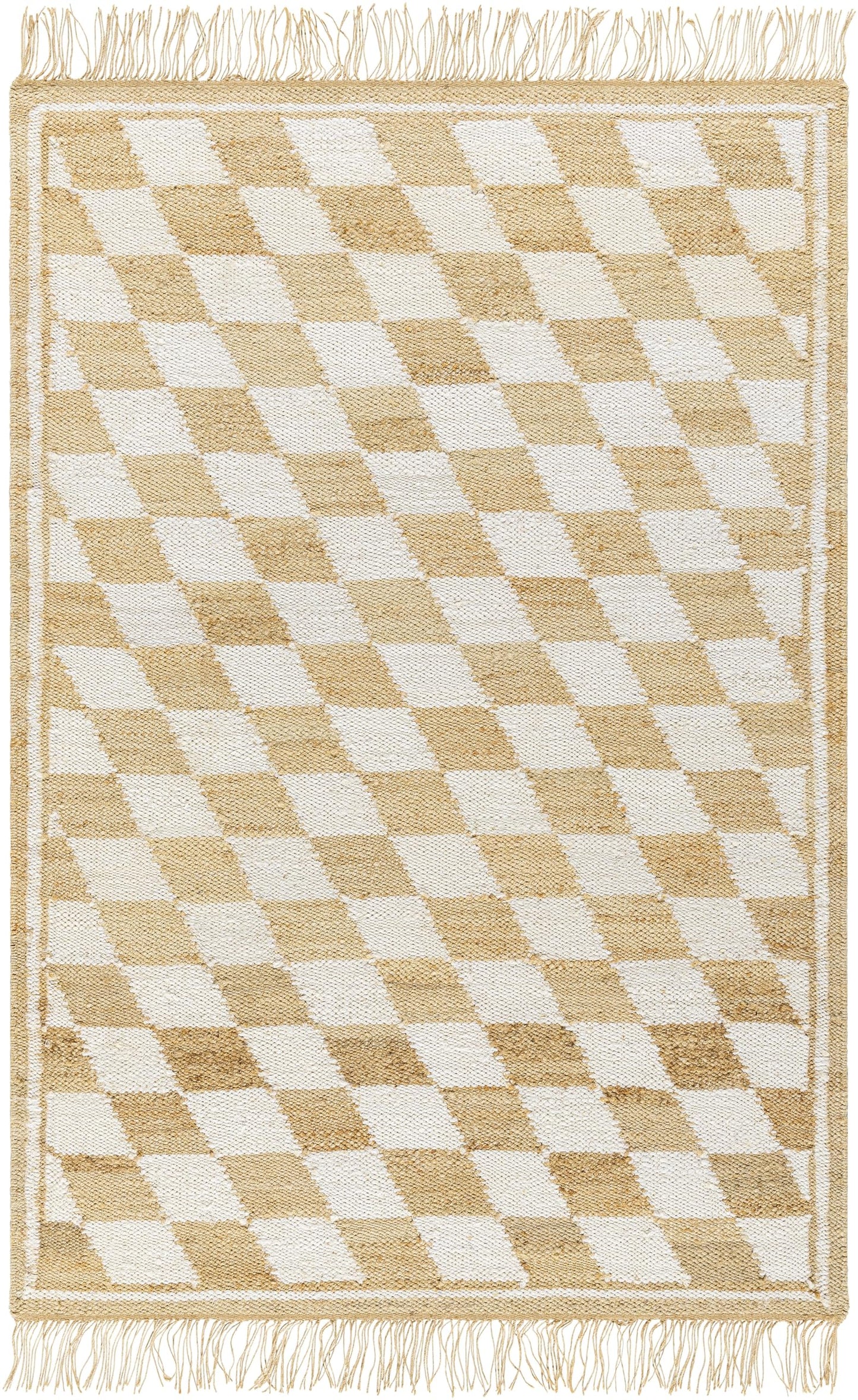 Livabliss x Becki Owens Kamey Farmhouse Fringe Area Rug, 9' x 12', Beige/Checkered