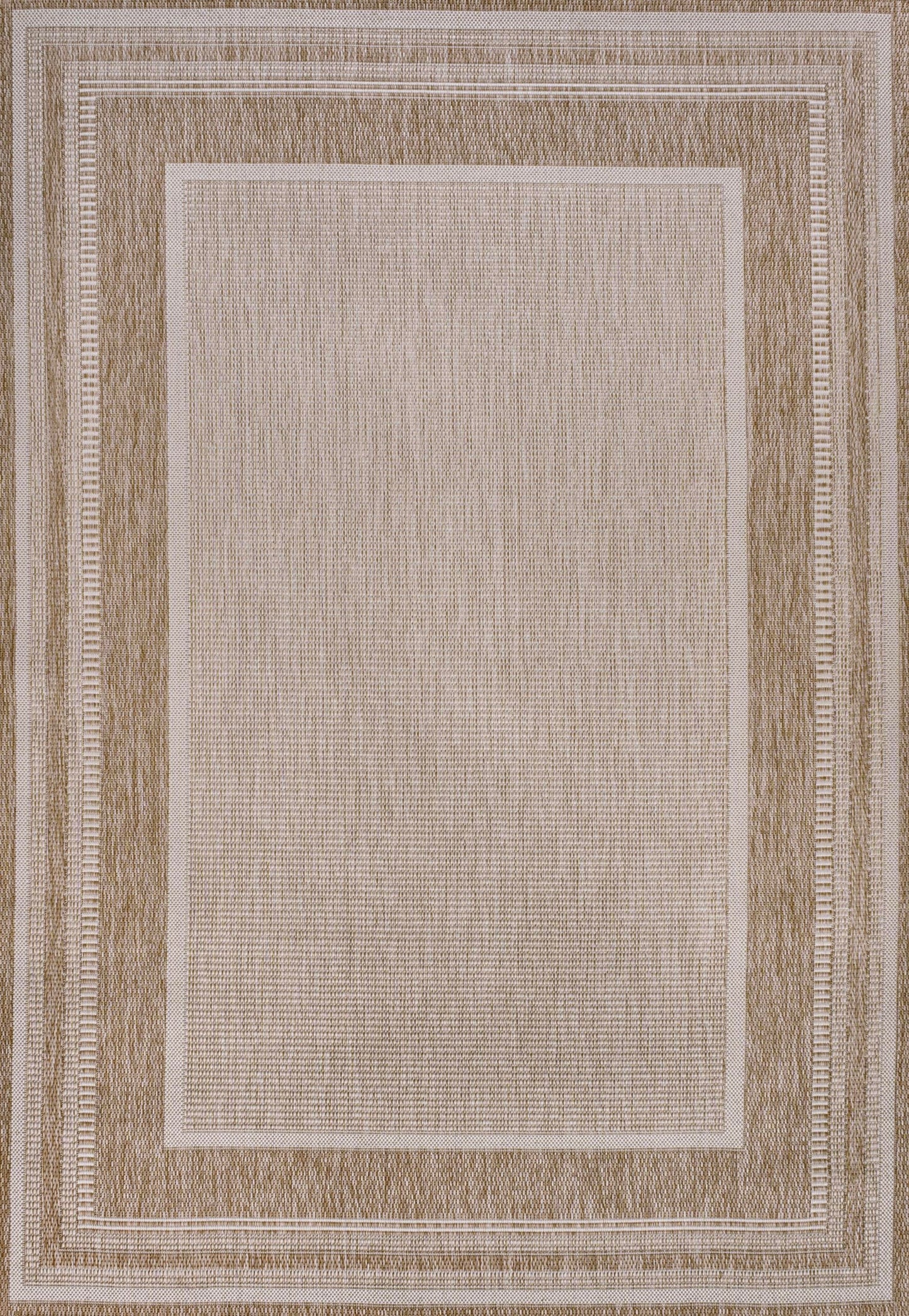 JONATHAN Y Border Stripe Indoor Outdoor Area Rug 4X6 Beige/Cream, Beckett Classic Casual for Backyard, Patio, Porch, Easy-Cleaning, High Traffic, Pet-Friendly, Non-Shedding (TSN208A-4)