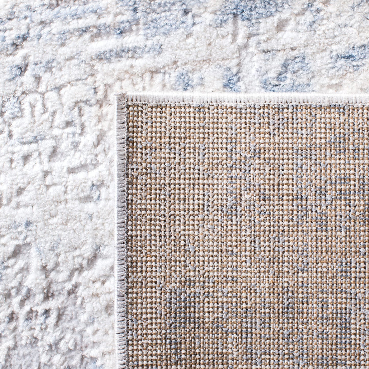 SAFAVIEH Amelia Collection Area Rug - 9' Square, Ivory & Blue, Modern Abstract Design, Non-Shedding & Easy Care, Ideal for High Traffic Areas in Living Room, Bedroom (ALA700A)