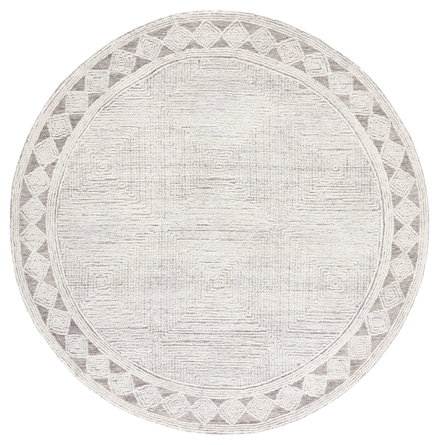 SAFAVIEH Abstract Collection 6' Round Ivory/Grey ABT349F Handmade Premium Wool Area Rug
