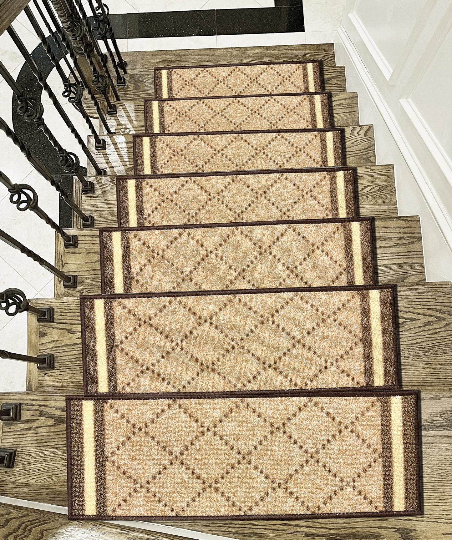Gloria Rug Non-Slip Rubber Back Stair Treads - Skid Resistant Stair Mats - Set of 7 (8.5" x 26") (7, Stair-1985)