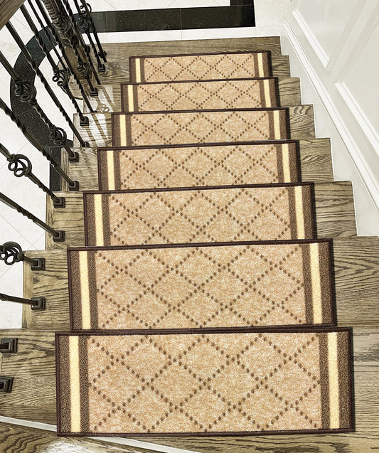 Gloria Rug Non-Slip Rubber Back Stair Treads - Skid Resistant Stair Mats - Set of 7 (8.5" x 26") (7, Stair-1985)