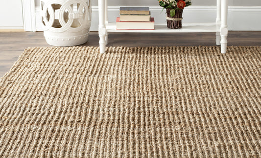 SAFAVIEH Area Rug 10' Square - Natural Fiber Collection - Large - Natural Brown, Handmade Jute, Farmhouse Style, Chunky Textured Thick Pile (NF447A)