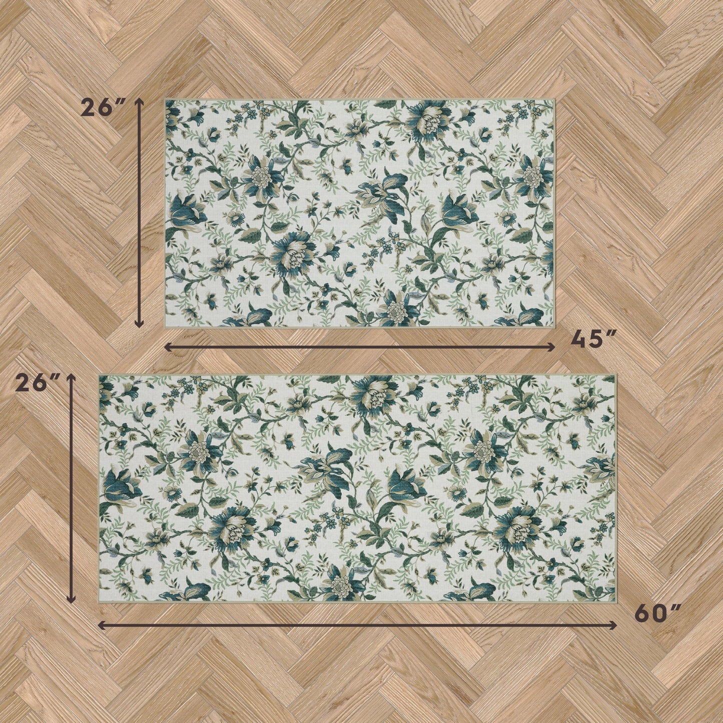 Laura Ashley Beige Edita's Garden Floral Machine Washable & Slip Resistant 2 Piece Set - 26" x 45" Accent Rug & 26" x60" Runner Rug