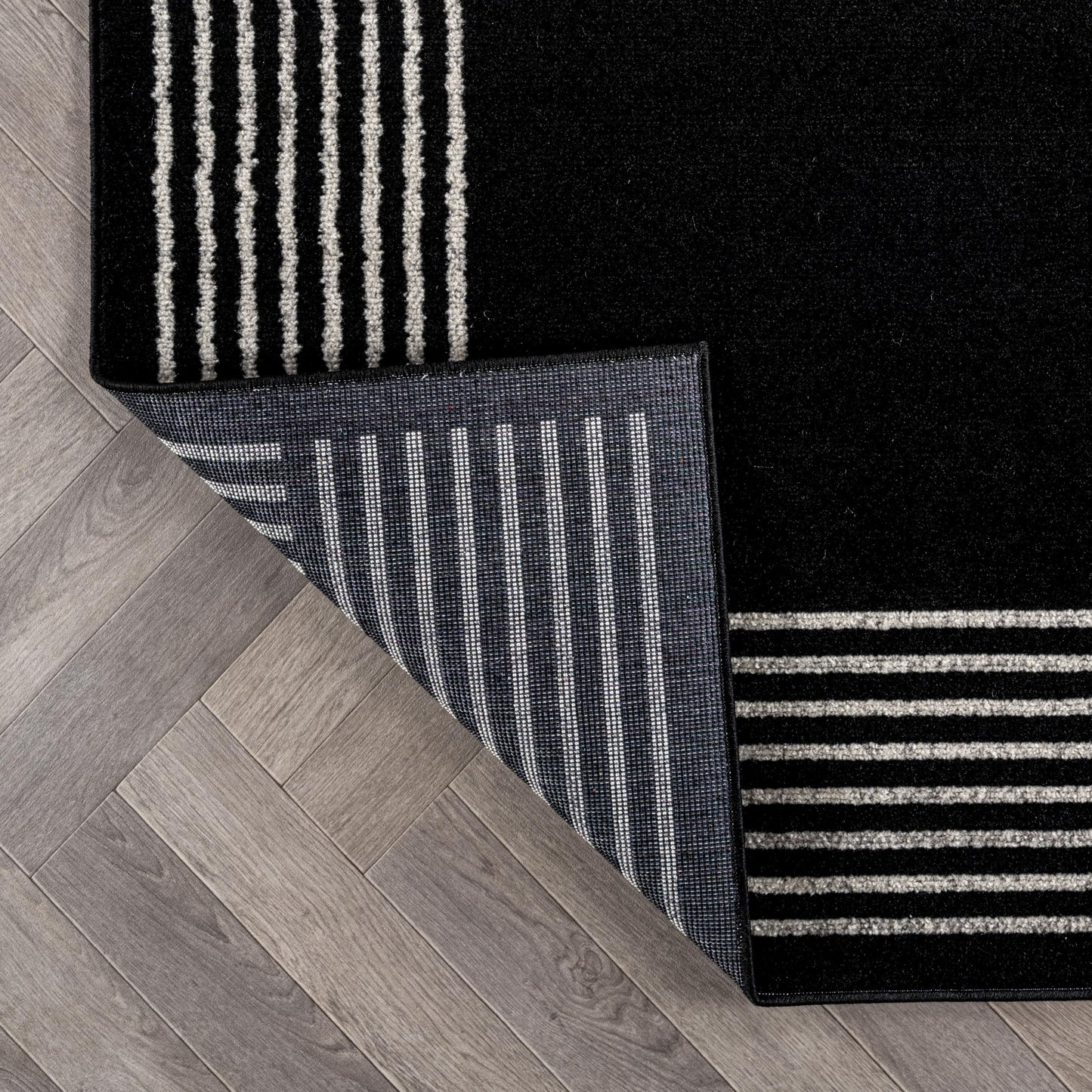 Rugshop Modern Minimal Bordered Indoor Area Rug for Living Room,Bedroom,Kitchen Rug Low Pile Rug with Jute Backing 7' 10" x 10' Black