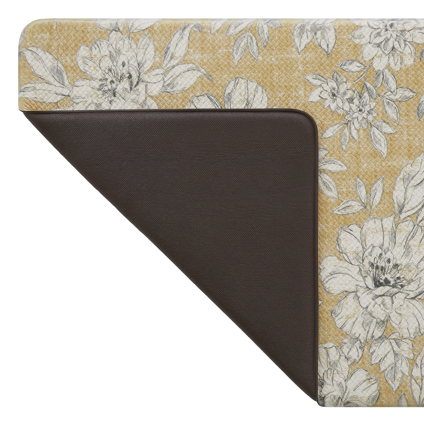 Laura Ashley – Anti-Fatigue Kitchen Mat | Iris Floral Design | Stain, Water & Fade Resistant | Cooking & Standing Relief | Non-Slip Backing | Measures 17.5” x 32”| Tawny Yellow Iris