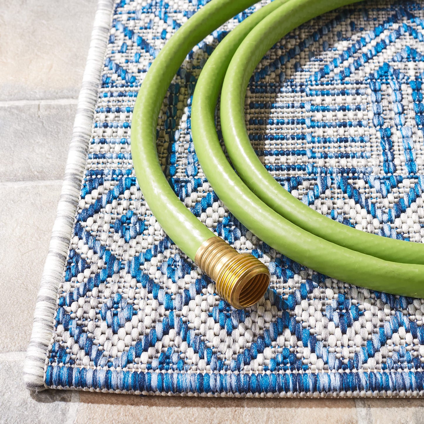 SAFAVIEH Courtyard Collection 2'3" x 14' Grey/Blue CY8235 Indoor/ Outside Waterproof Easy cleansingPatio Backyard Mudroom Runner Mat