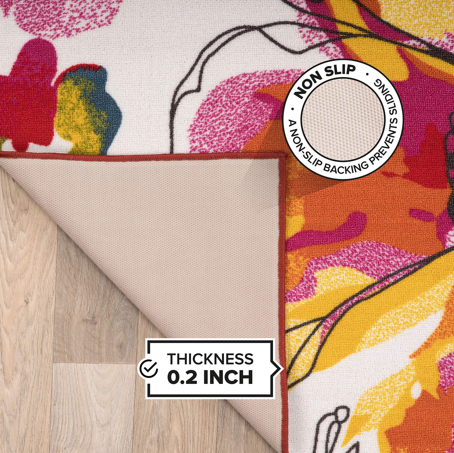 Rugshop Modern Bright Flowers Non-Slip (Non-Skid) Area Rug 5 X 7 (5' 3" X 7' 3") Multi