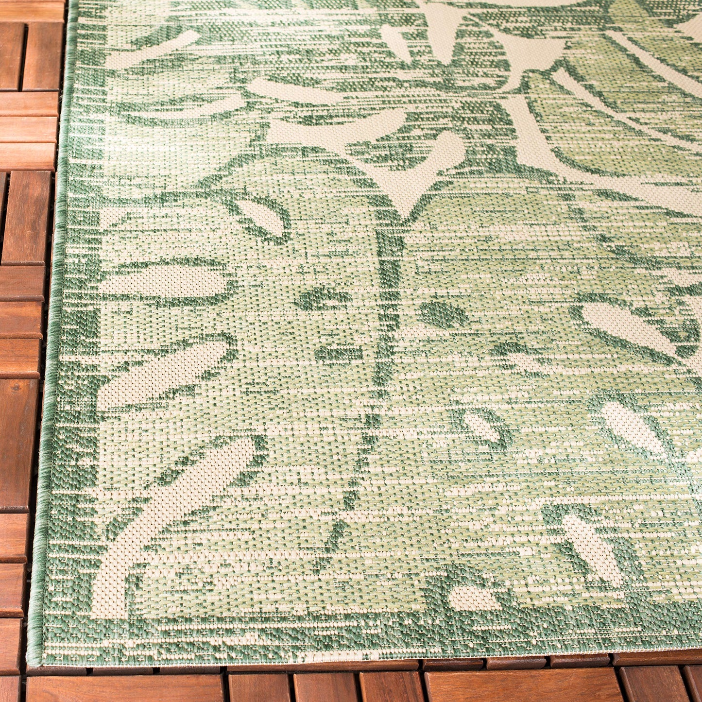 SAFAVIEH Courtyard Collection 2'3" x 8' Beige / Green CY7560 Indoor/ Outdoor Waterproof Easy Cleaning Patio Backyard Mudroom Runner Rug