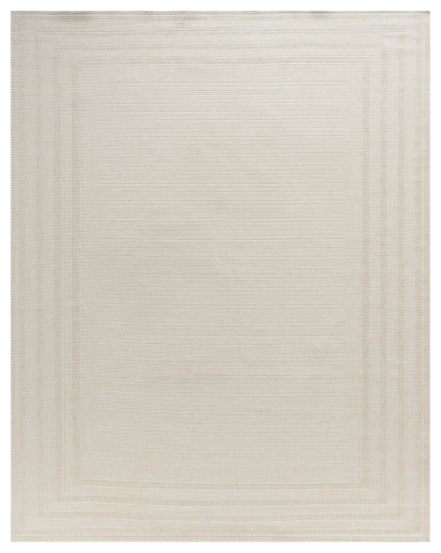 RUGGERRUGS Berry Easy Jute Indoor Outdoor Rug, 8x10 Neutral Bordered Jute Look, Weather Resistant, Easy Care, Lightweight Outdoor Farmhouse Carpet for Patio, Porch, Living Room (8' x 10', Ivory)