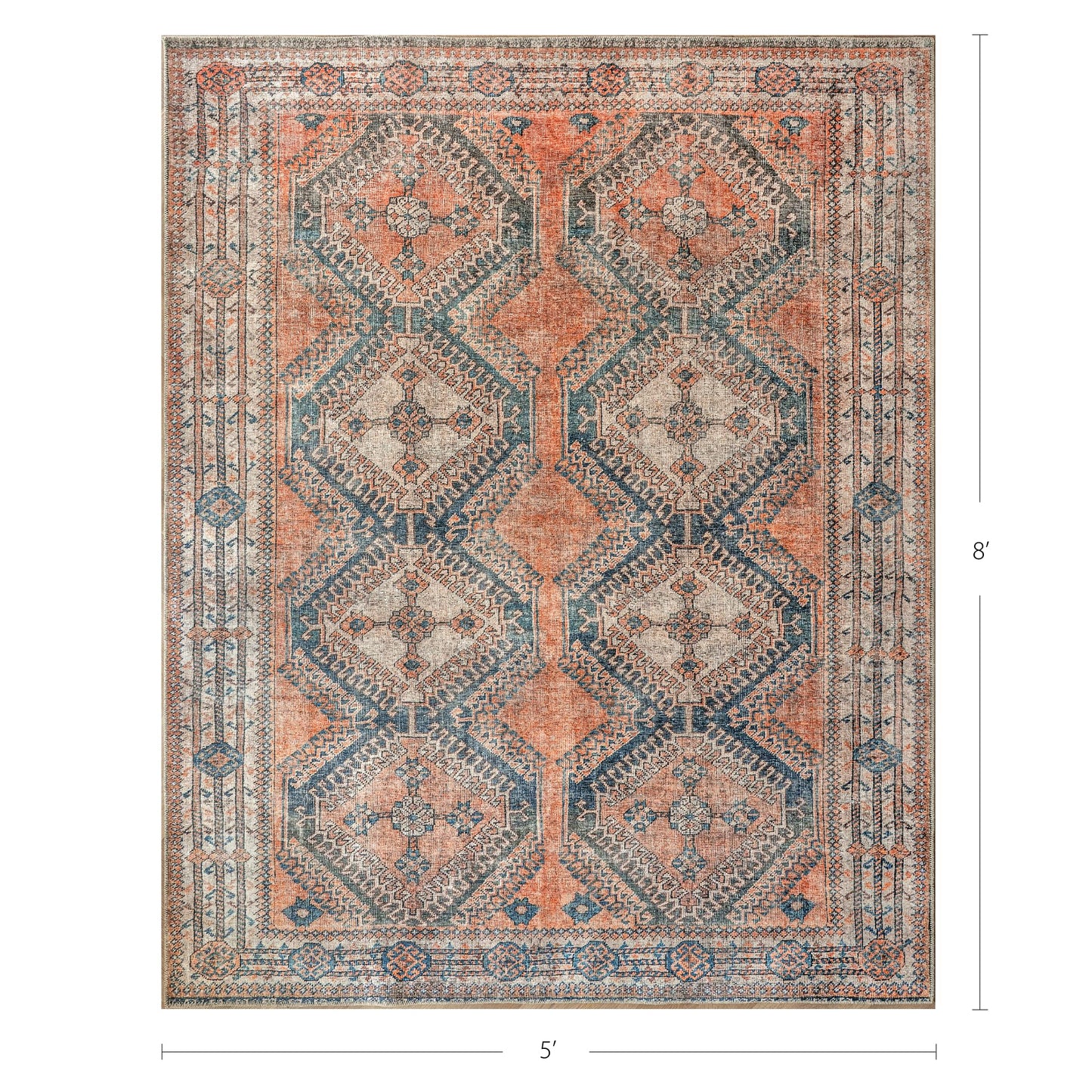 KNOTTING MATTERS Knot Tangelo 5’ x 8’ Area Rug – Tangelo Orange & Clay Heritage Flatweave, Low-Pile – Easy Clean Area Rug – Perfect for Living Room, Dining Room, Bedroom – Pet & Kid Friendly