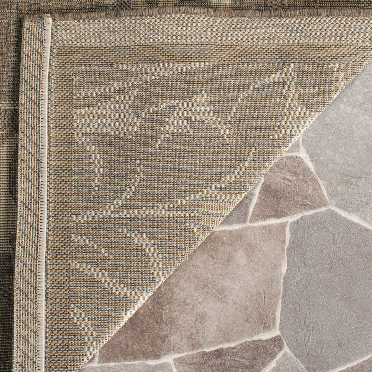 SAFAVIEH Washable Rug Outdoor Courtyard Collection - 2'3" x 6'7" Runner, Brown & Natural, Non-Shedding & Easy Cleaning, Ideal for Patio, Entryway, Mudroom, Hallway, Kitchen (CY1704-3009)
