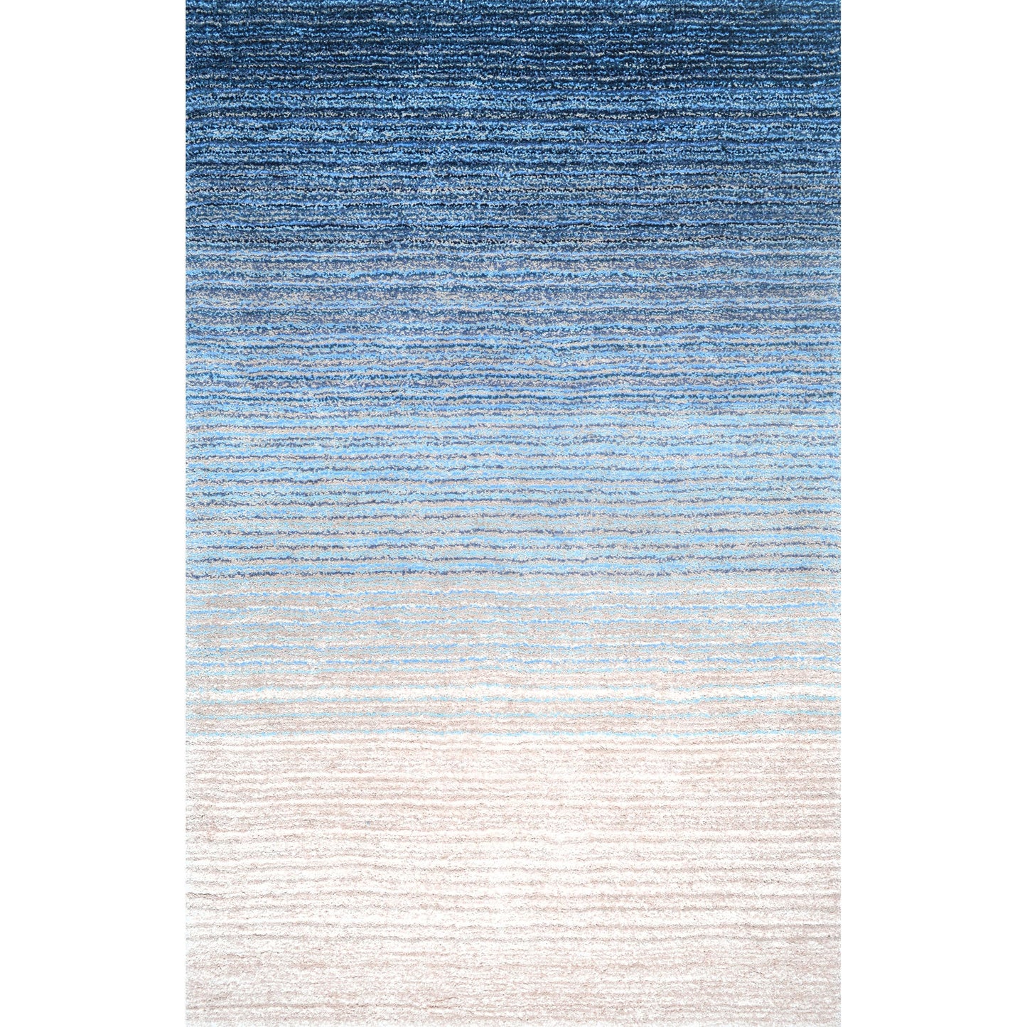 nuLOOM Drey Striped Shag Area Rug - 4x6 Shag Area Rug Casual Blue/Ivory Rugs for Living Room Bedroom Dining Room Nursery