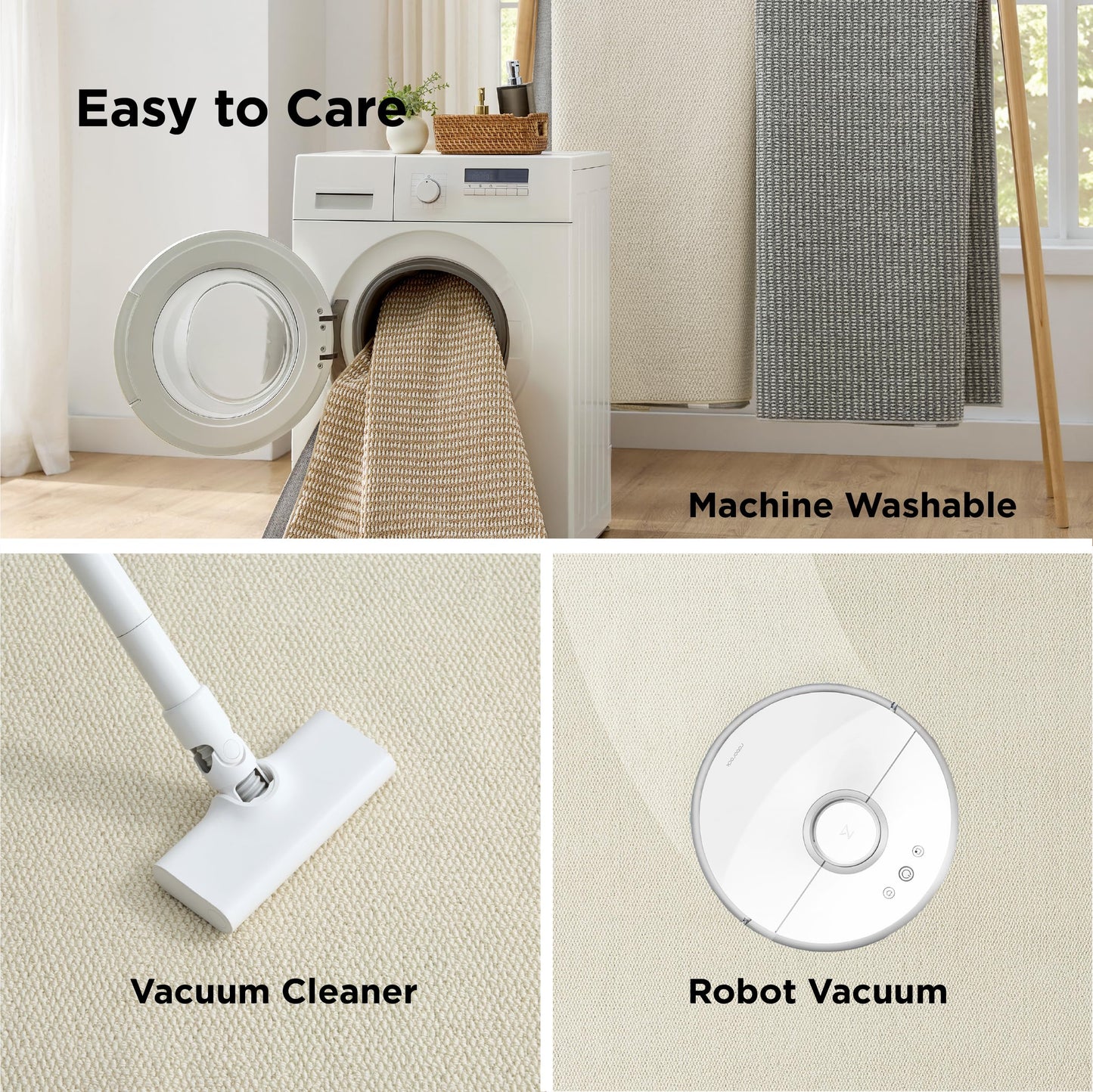 Bedsure 5x7 Faux Wool Area Rugs for Living Room, Machine Washable Carpet, Non-Slip Backing, Pet Friendly Throw Rug for Bedroom Dining Room, Oatmeal