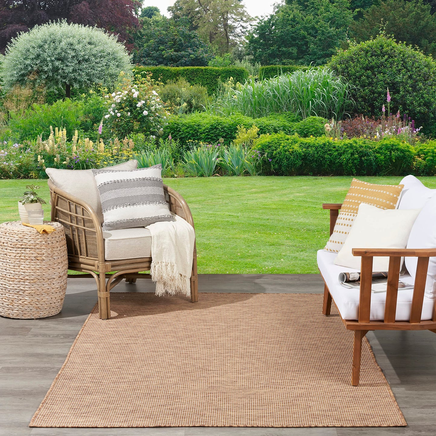 Nourison Home Positano Jute 4' x 6' Area Rug - Easy Clean, Non Shedding, Bed Room, Living Room, Dining Room, Kitchen (4' x 6')