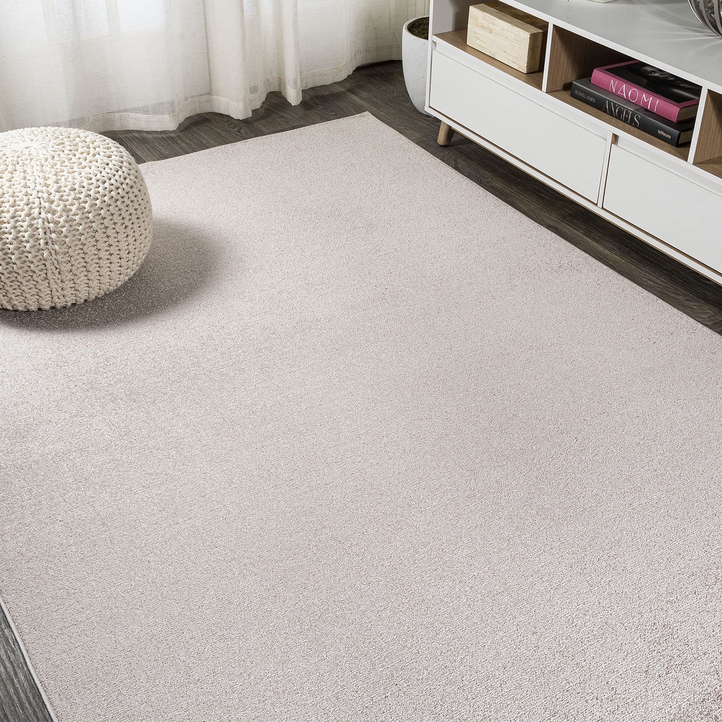 Eyely Solid Low-Pile Area Rug 3 X 5 Beige, Coastal Indoor Rug