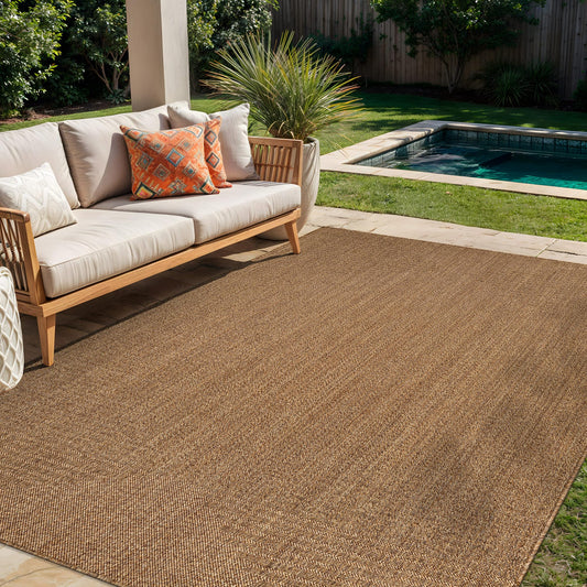 Rugshop Geometric Indoor Outdoor Flat Woven Area Rug,Natural Jute-Style,Easy-Care Patio Rug for Backyard Porch Deck Balcony, 5' x 7' Natural/Jute