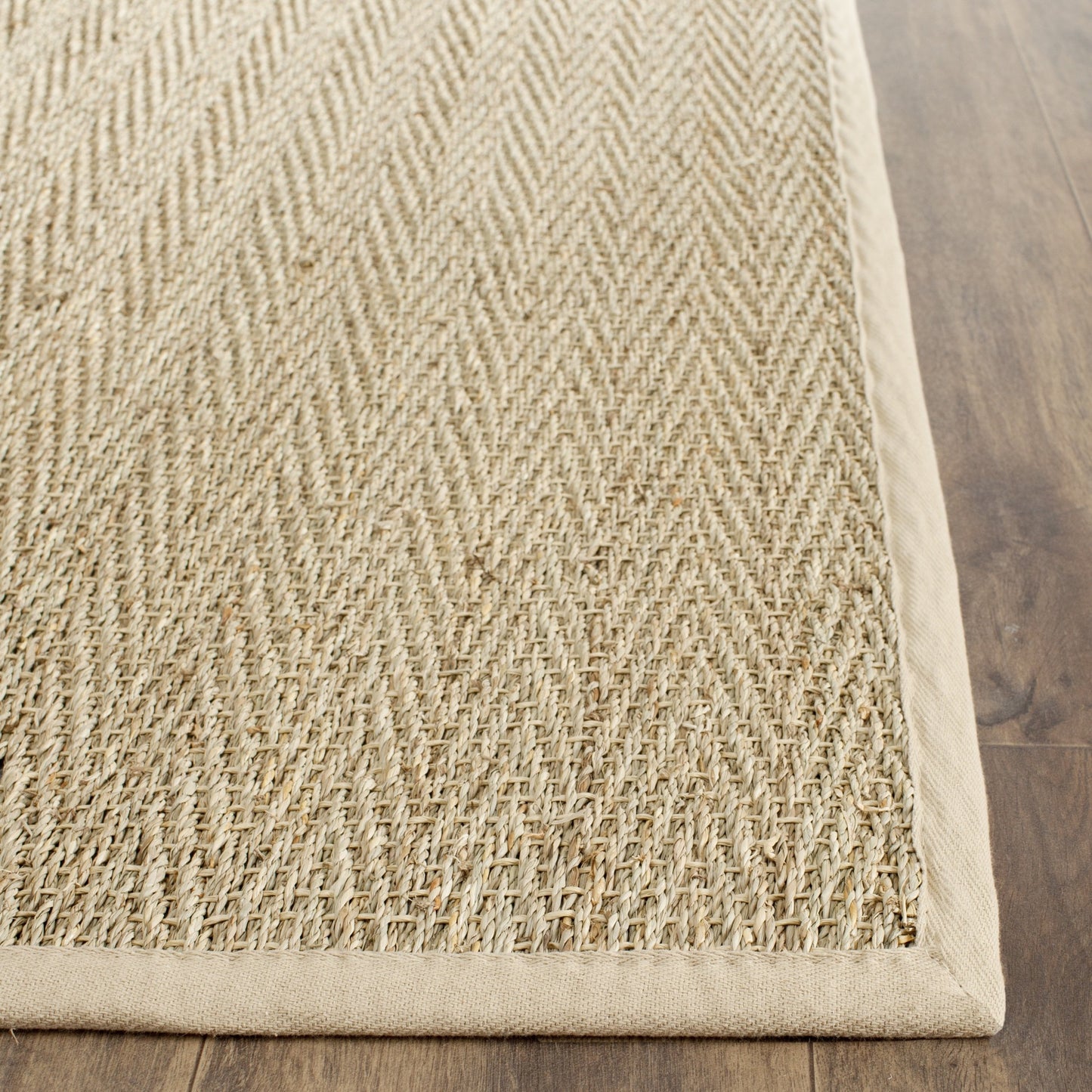 SAFAVIEH Area Rug 8x10 - Natural Fiber Collection - Large - Natural & Beige, Seagrass, Herringbone Pattern with Border (NF115A)