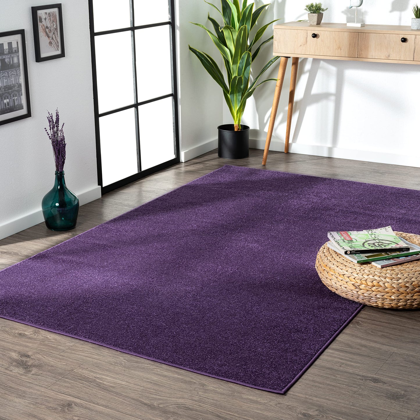 JONATHAN Y Haze Solid Low-Pile Purple Indoor Area Rug 3x5, Coastal,Bohemian,Minimalist,Classic, Easy-Cleaning for Living Room,Bedroom,Kitchen,Pet Friendly,Non-Shedding (SEU100N-3)