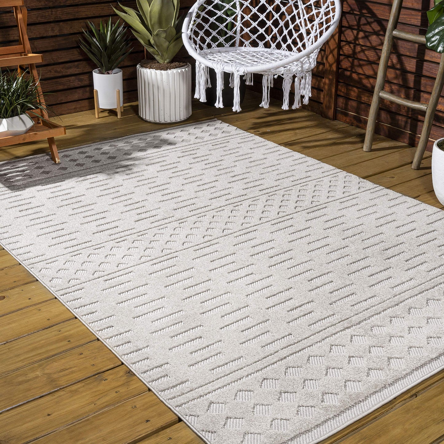 JONATHAN Y Moroccan Geometric Indoor Outdoor Area Rug 8X10 Beige, Xlendi High-Low Pile for Backyard, Patio, Porch, Easy-Cleaning, High Traffic, Pet-Friendly, Non-Shedding (SBH100A-8)