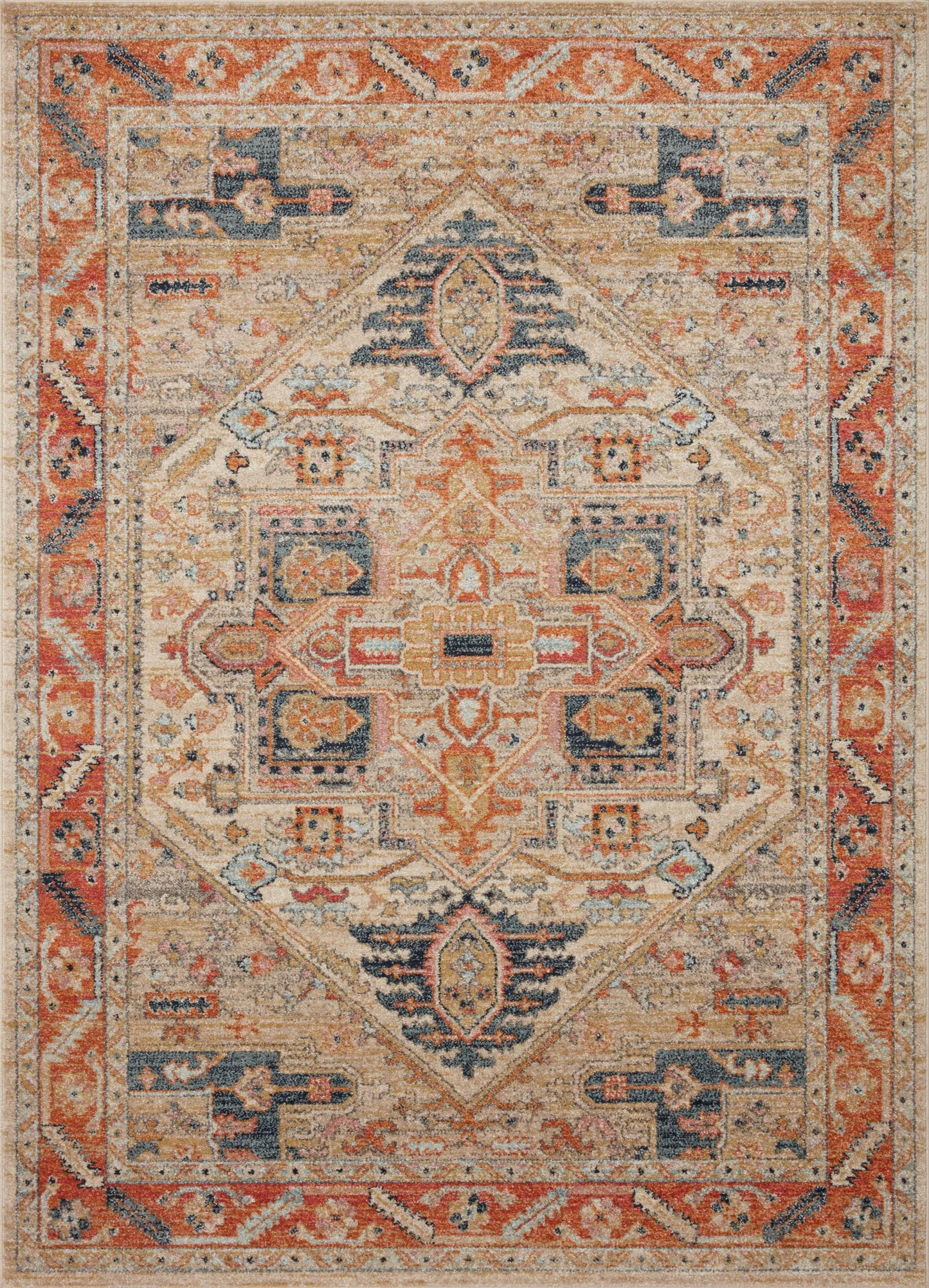Loloi Jocelyn Collection JOC-01 Sand/Multi 5'-5" x 7'-6" .38" Thick Area Rug