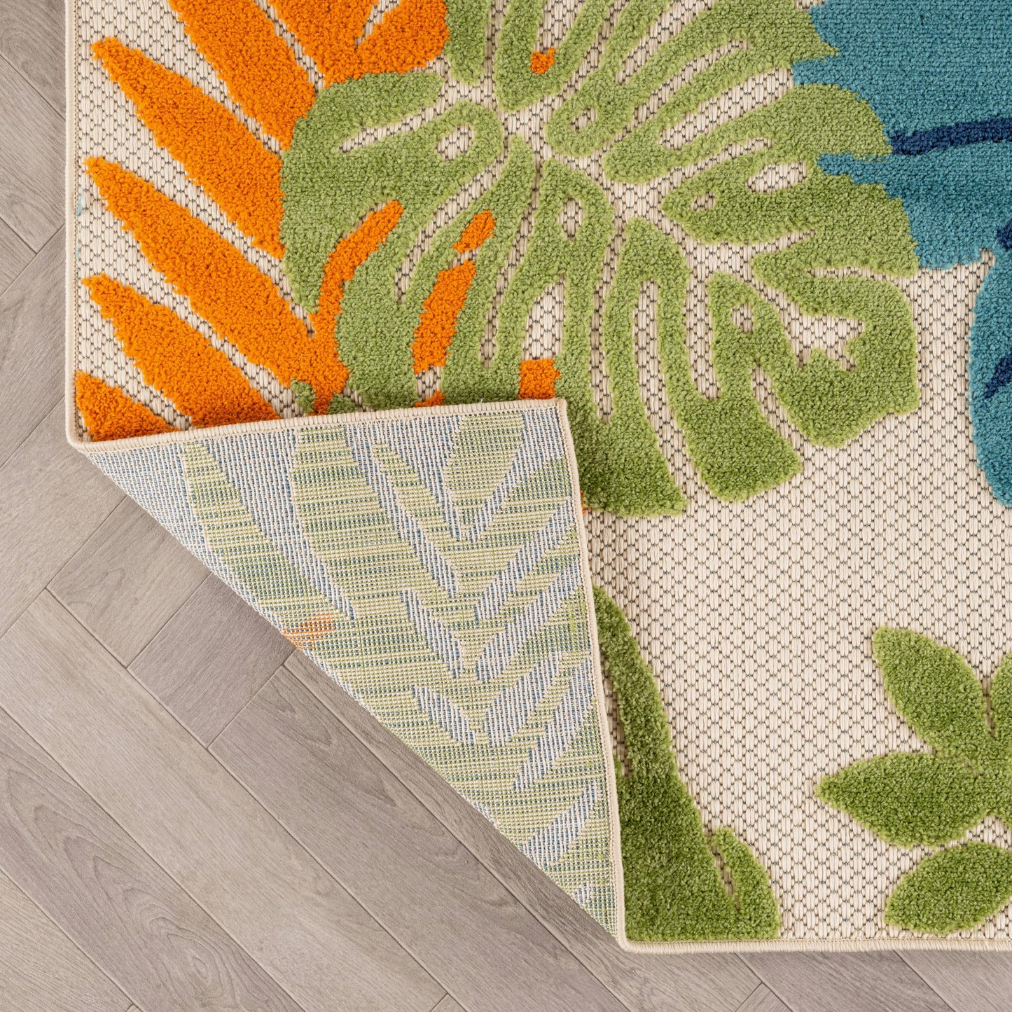 Rugshop Indoor/Outdoor High-Low Textured Area Rug, Tropical Floral, Easy-Clean Patio Rug for Porch Deck Balcony 7'10" x 10' Beige/Multi