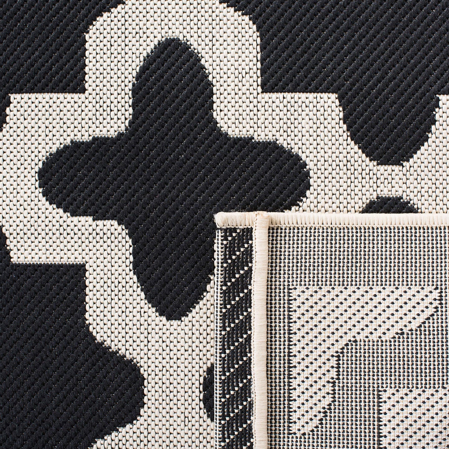 SAFAVIEH Washable Rug Outdoor Courtyard Collection - 2'3" x 8' Runner, Black & Beige, Non-Shedding & Easy Cleaning, Ideal for Patio, Entryway, Mudroom, Hallway, Kitchen (CY6913-266)