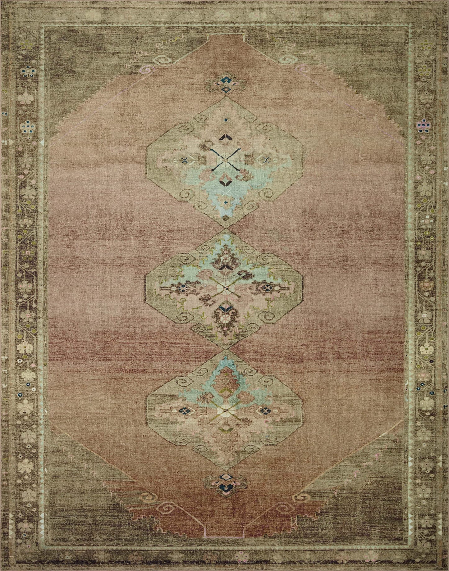 Loloi Magnolia Home by Joanna Gaines Sinclair Collection SIN-06 Clay/Tobacco 8'-6" x 11'-6", .25" Pile Height, Machine Washable, Area Rug