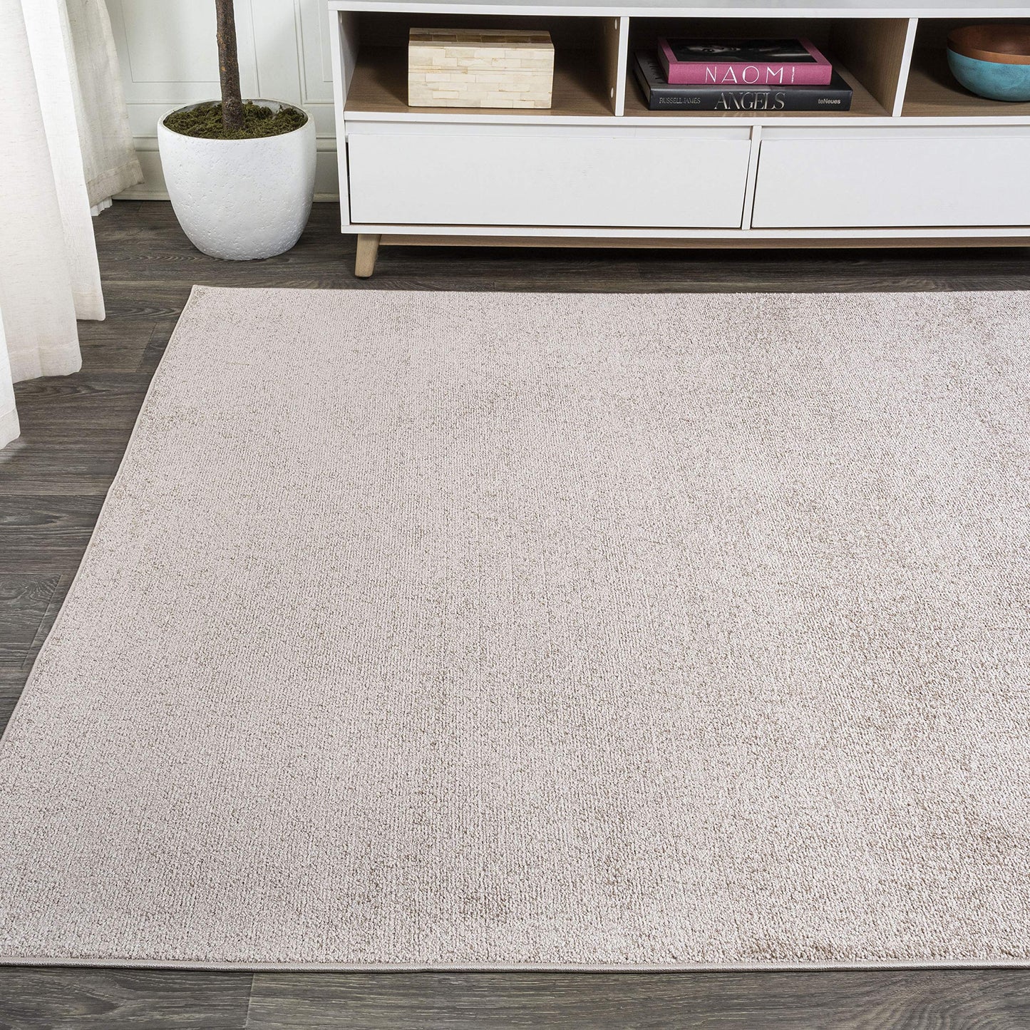 Eyely Solid Low-Pile Area Rug 3 X 5 Beige, Coastal Indoor Rug