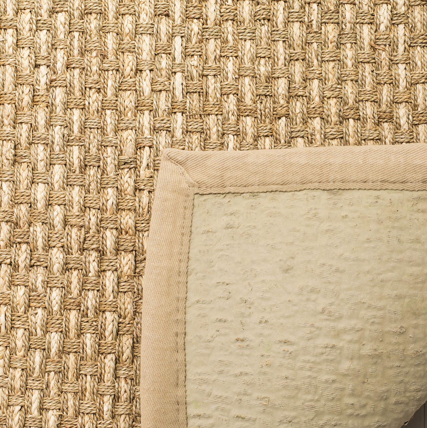 SAFAVIEH Area Rug 3x5 - Natural Fiber Collection - Natural & Beige, Seagrass, Basketweave Pattern with Border, Ideal for Living Room, Bedroom, Dining Space (NF118A)