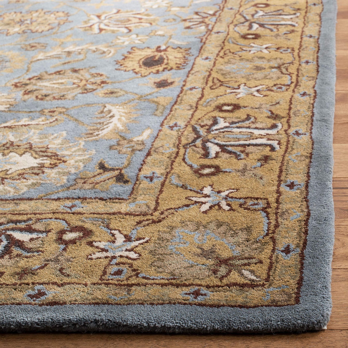 SAFAVIEH Heritage Collection X-Large Area Rug - 11' x 17', Blue & Gold, Handmade Traditional Oriental Wool, Ideal for High Traffic Areas in Living Room, Bedroom (HG958A)