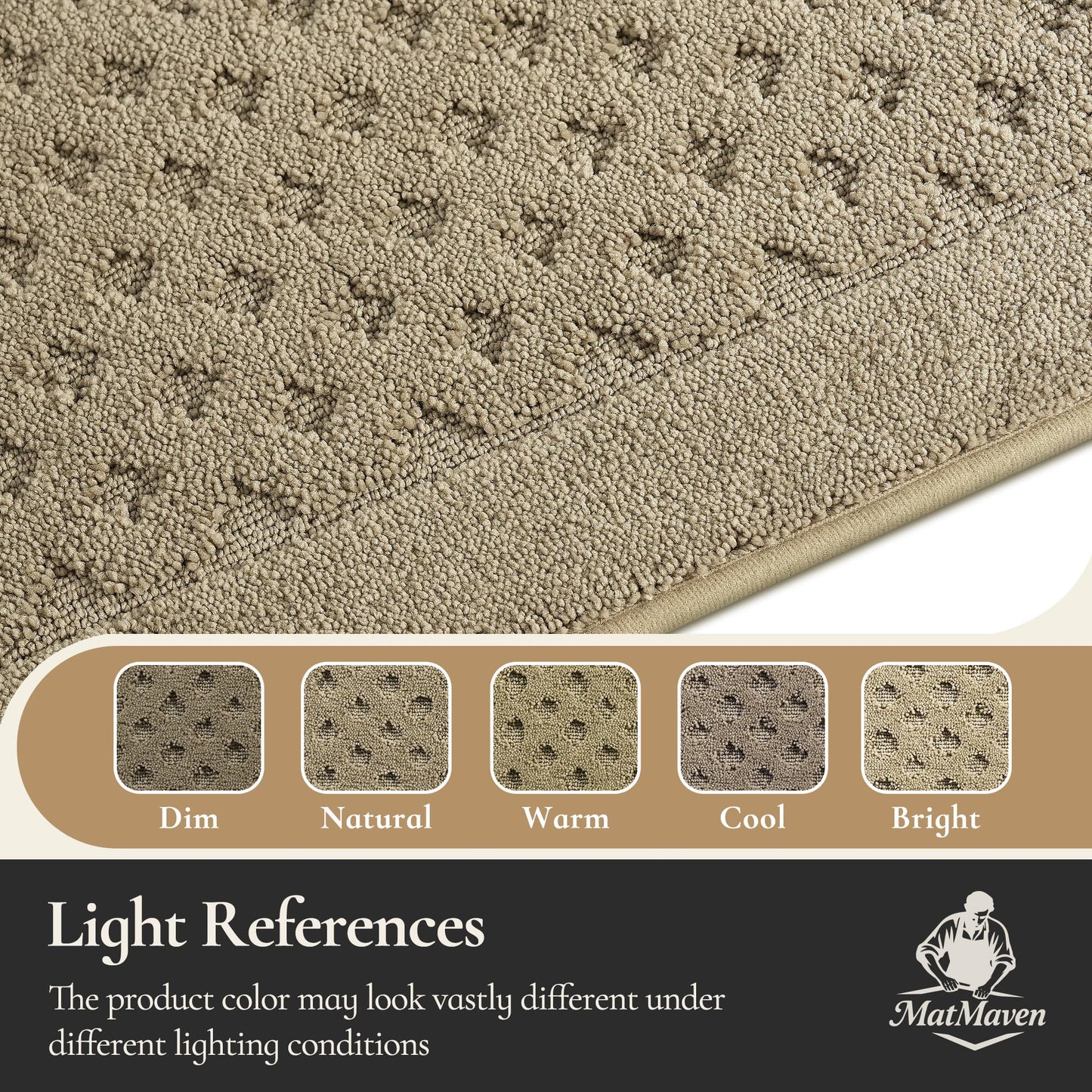 MatMaven Dirt Trapper Door Mat 20"x 32", Non-Slip Washable Doormat Entryway Rugs, Dirt Resistant and Absorbent Welcome Mat, Low Profile Floor Mats for Front Back and Entrance, Beige