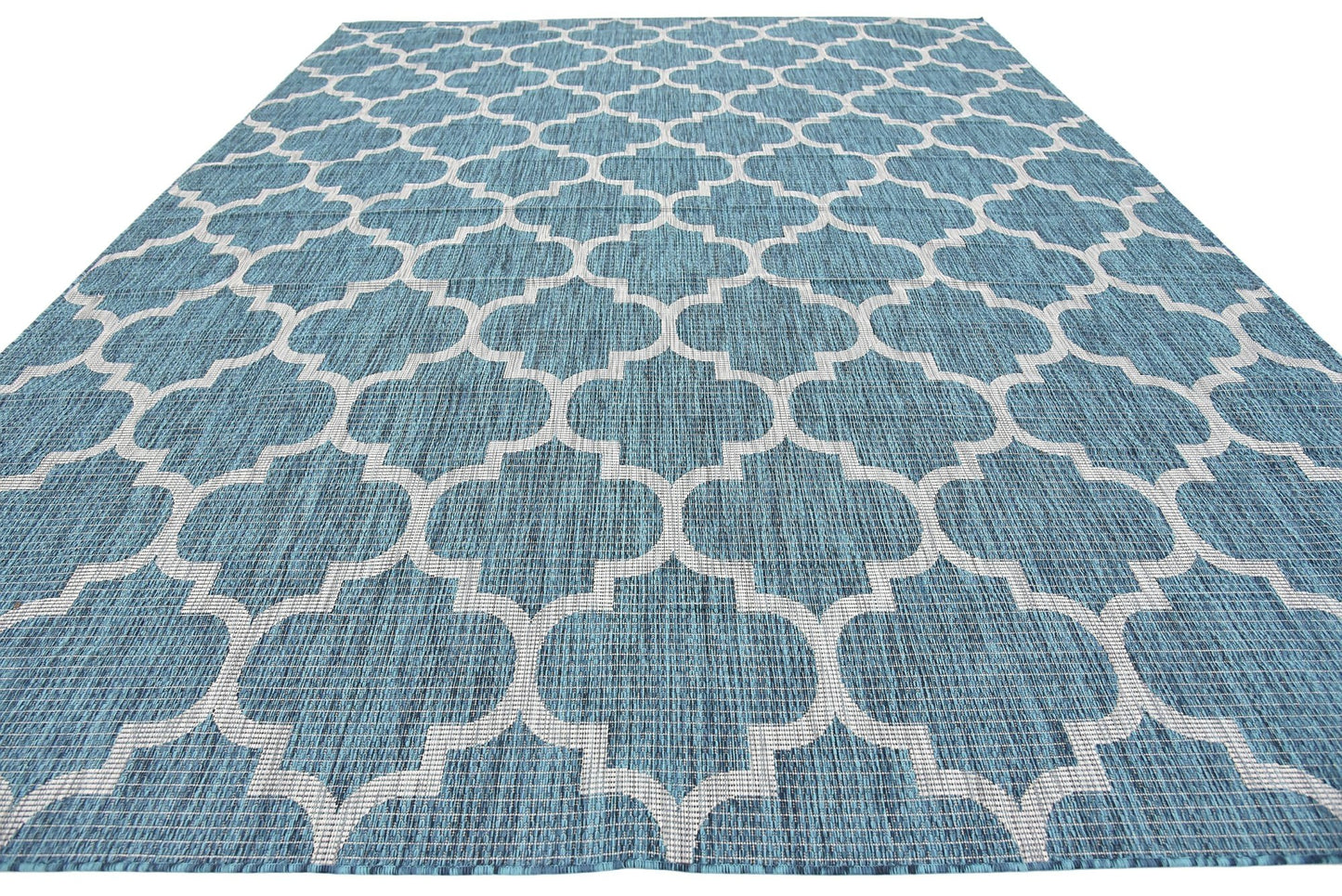 Unique Loom Outdoor Trellis Collection Area Rug (9' x 12' Rectangle, Teal/ Gray)