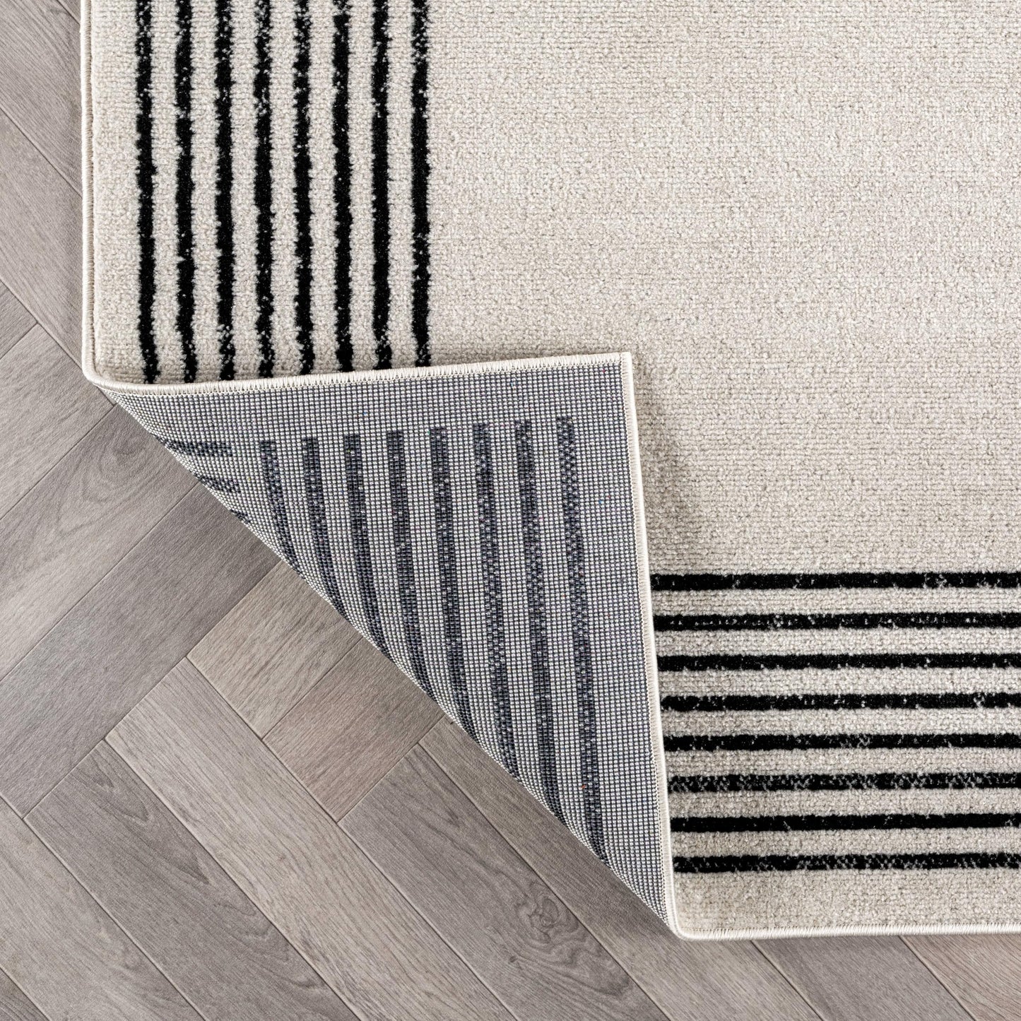 Rugshop Modern Minimal Bordered Indoor Area Rug for Entryway,Bedroom,Kitchen Rug Low Pile Rug with Jute Backing 4' x 6' Cream