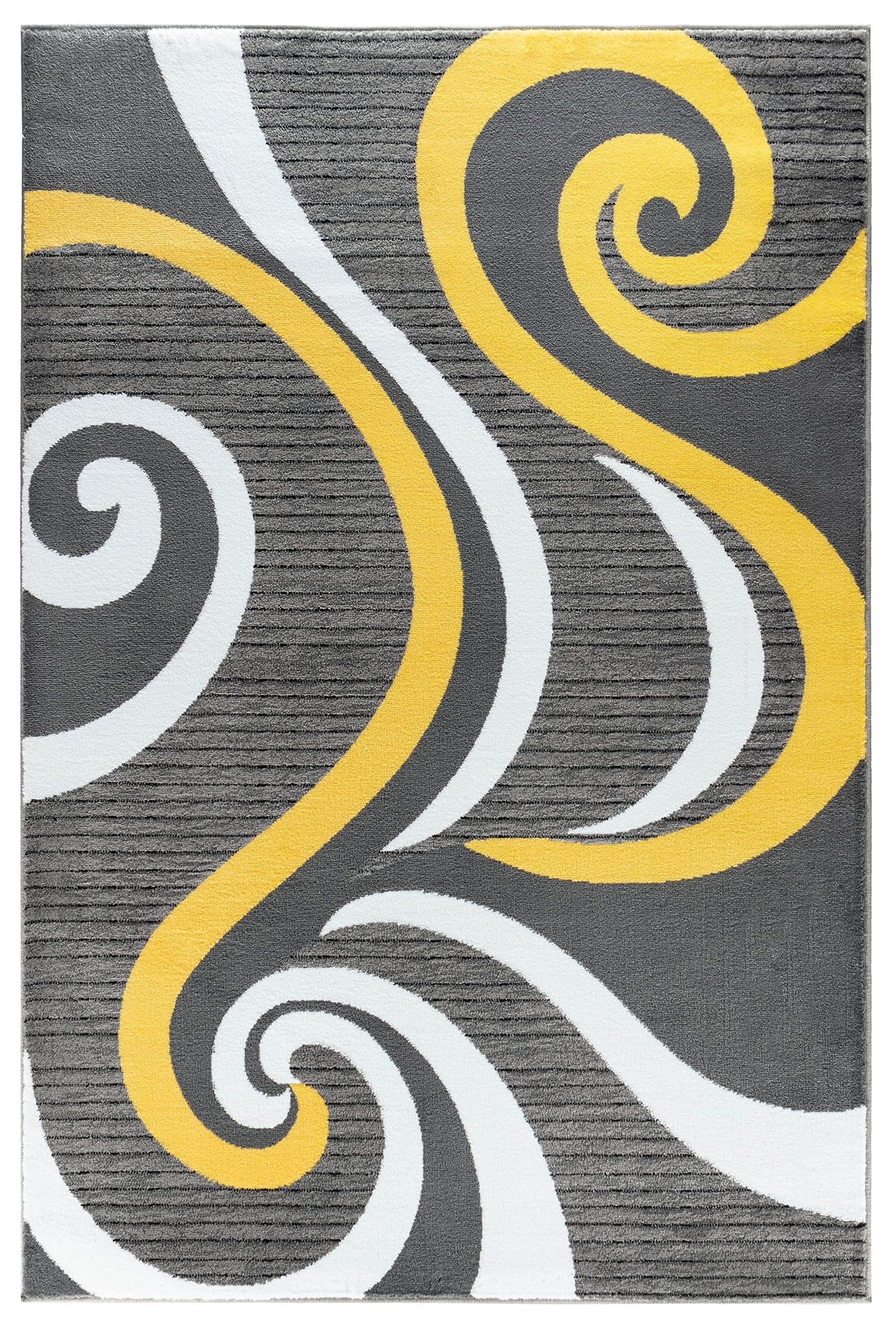 GLORY RUGS Modern Area Rug Swirls Carpet Bedroom Living Room Contemporary Dining Accent Sevilla Collection 4817A (Yellow, 5x7)
