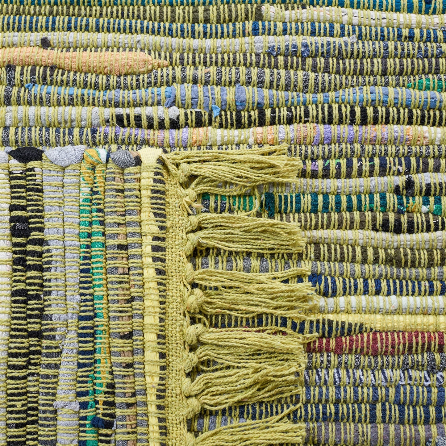 SAFAVIEH Rag Rug Collection Area Rug - 5' x 8', Light Green & Multi, Handmade Boho Stripe Cotton, Ideal for High Traffic Areas in Living Room, Bedroom (RAR127D)