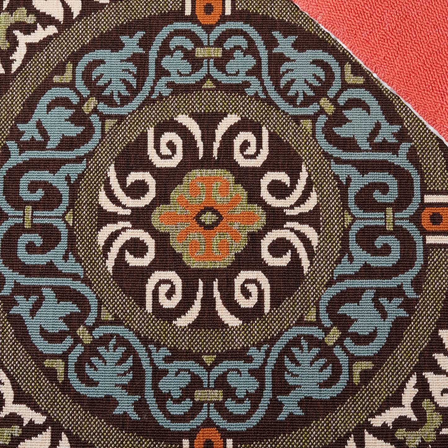 SAFAVIEH Washable Rug Outdoor Veranda Collection - 2'7' x 5', Chocolate & Aqua, Non-Shedding & Easy to Clean, Ideal for Patio, Backyard, Mudroom (VER055-0723)