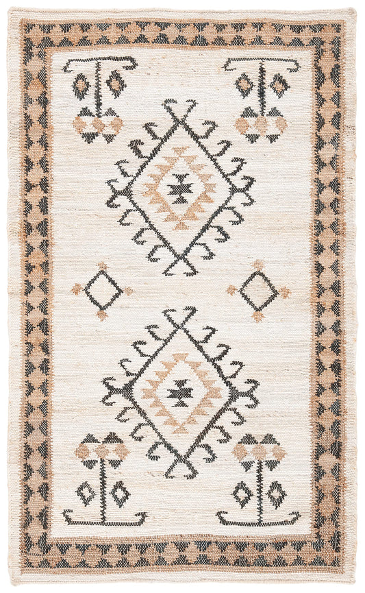 SAFAVIEH Kilim Collection Accent Rug - 2'3" x 5', Ivory & Black, Handmade Flat Weave Jute, Ideal for High Traffic Areas in Entryway, Living Room, Bedroom (KLM762A)