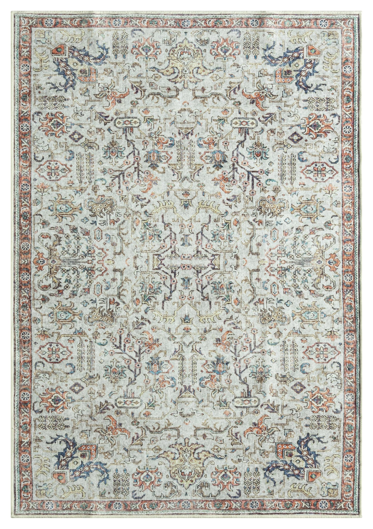 Keen Home Design 6x9 Rug - Machine Washable Area Rug with Non-Slip Backing, Ideal for Living Room, Dining Room, Bedroom - Vintage, Easy Clean, Durable, Low Pile Rug - (6' x 9')