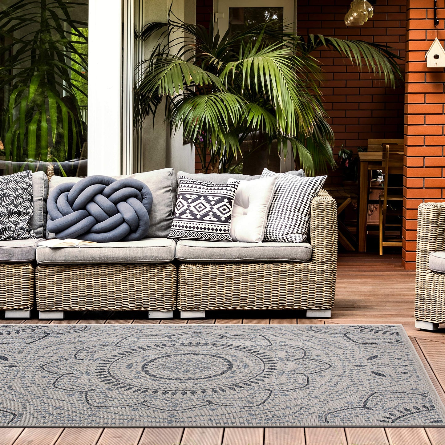 Rugshop Medallion Easy Cleaning for Patio/ Deck Rugs,Balcony Rugs Indoor/Outdoor Area Rug 5' x 7' Cream