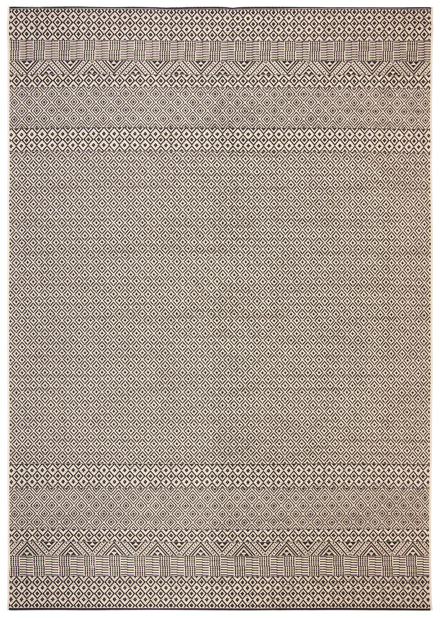 SAFAVIEH Washable Rug Outdoor Courtyard Collection - 8' x 10', Beige & Black, Non-Shedding & Easy Cleaning, Ideal for Patio, Backyard, Mudroom, DIning Space (CY6235-25612)