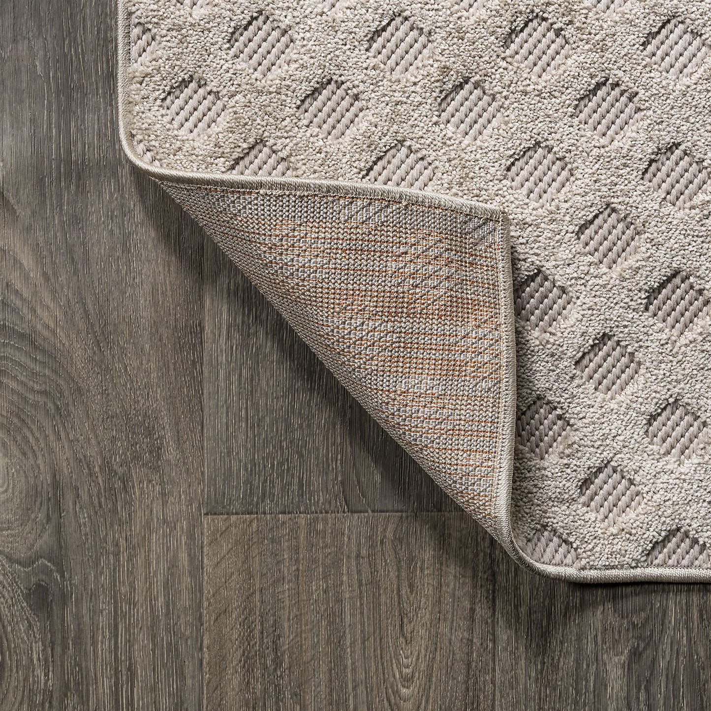 JONATHAN Y Mini-Diamond Trellis Indoor Outdoor Area Rug 8X10 Beige, Rabat High-Low Pile for Backyard, Patio, Porch, Easy-Cleaning, High Traffic, Pet-Friendly, Non-Shedding (SBH101A-8)