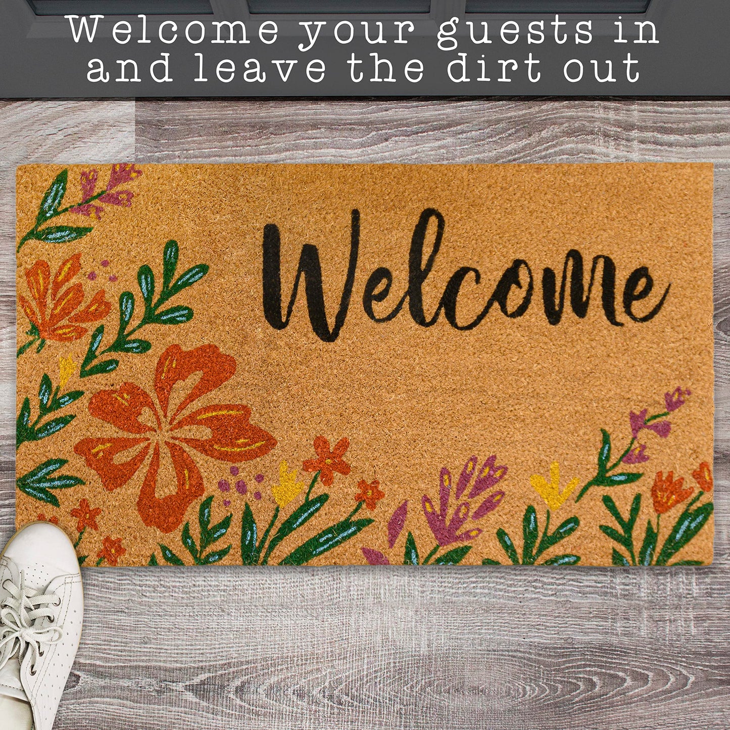 MAINEVENT Flower Door Mat 30x17 Inch, Spring Doormat for Front Door, Summer Door Mat for Covered Outdoor Areas, w/Non-Slip PVC Backing